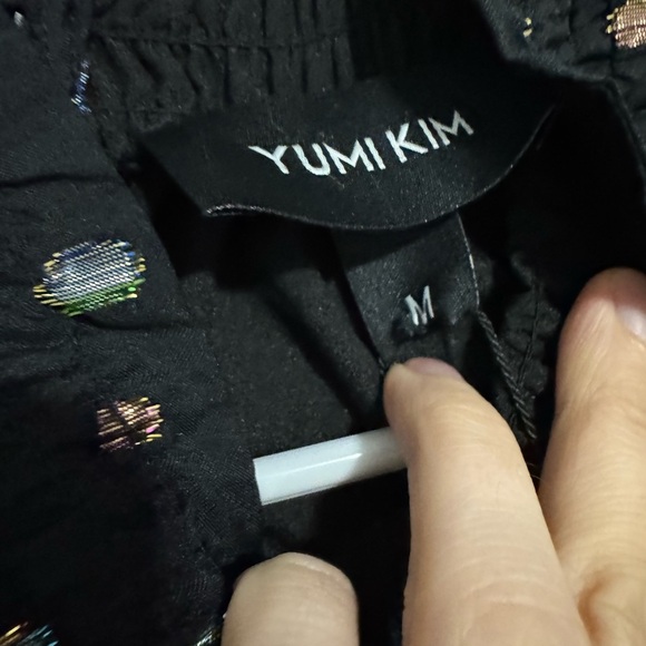 NWT Yumi Kim Lexington Blouse Black and Silver Smocked Ruffled Blouse - Picture 3 of 7